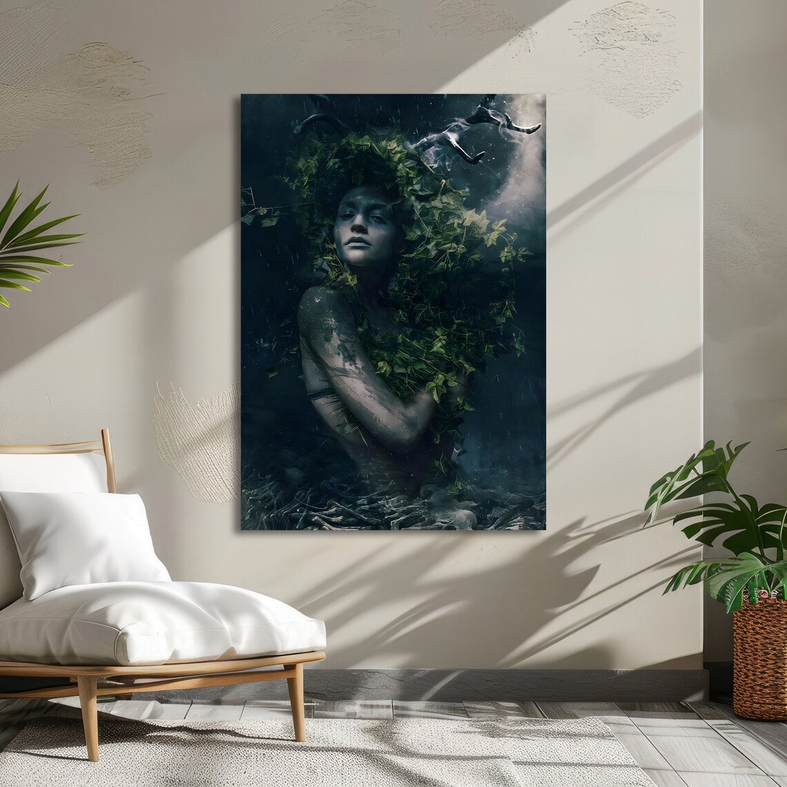Dark Enchanted Woman Entwined In Ivy Leaves Surreal Moody Poster - Image 5