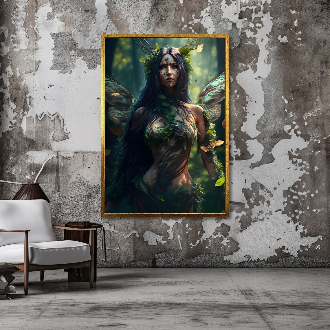 Forest Fairy Woman With Antler Wings Sunlit Mystical Nature Poster - Image 3