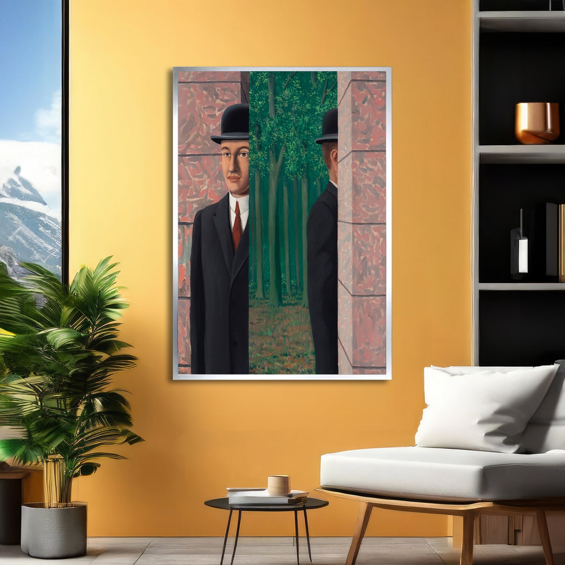 Magritte The Man in the Bowler Hat Split Portrait Surreal Poster - Image 2