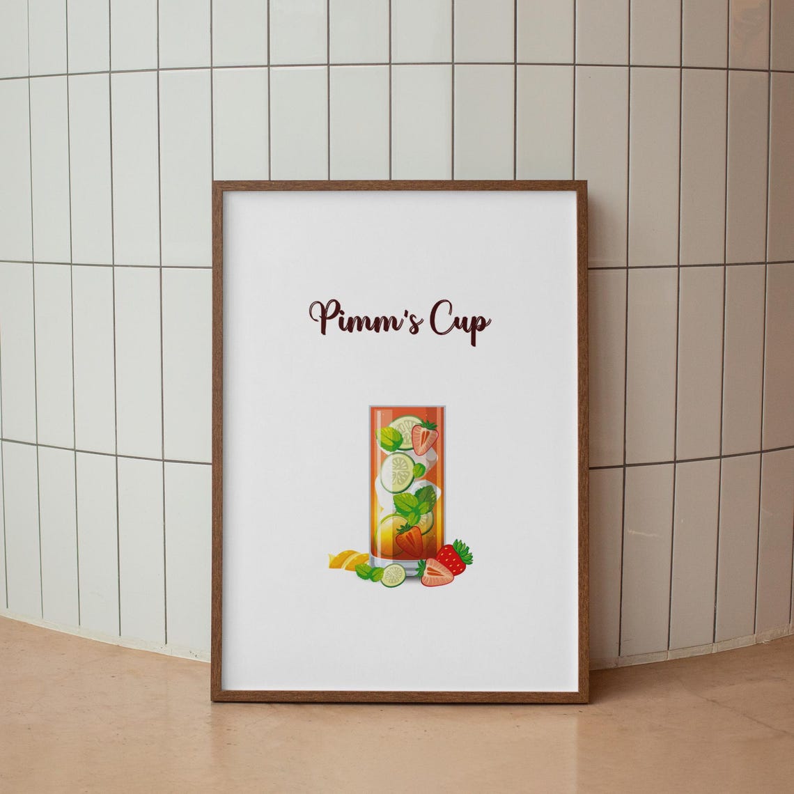 Pimm's Cup British Summer Cocktail Illustration Bar Decor Poster - Image 2