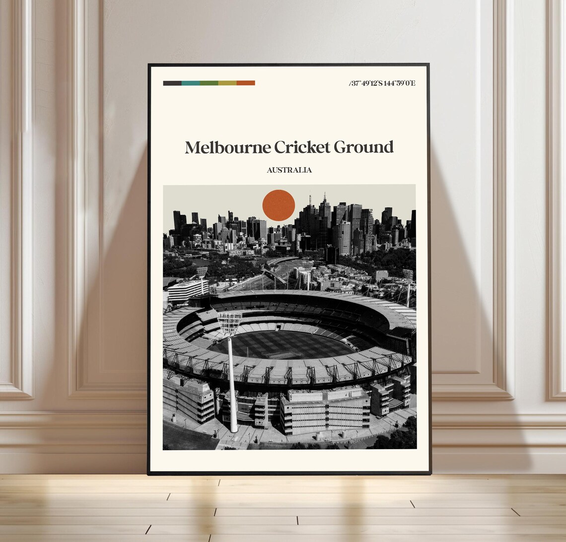 Melbourne Cricket Ground Australia Aerial Stadium Travel Poster