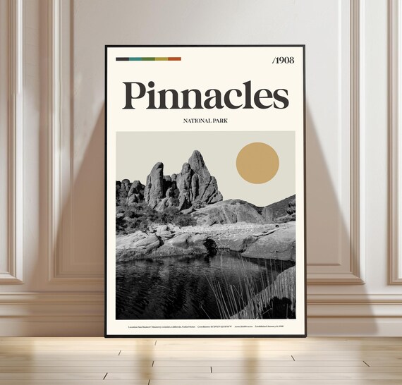 Pinnacles National Park 1908 Retro Minimalist Travel Art Poster