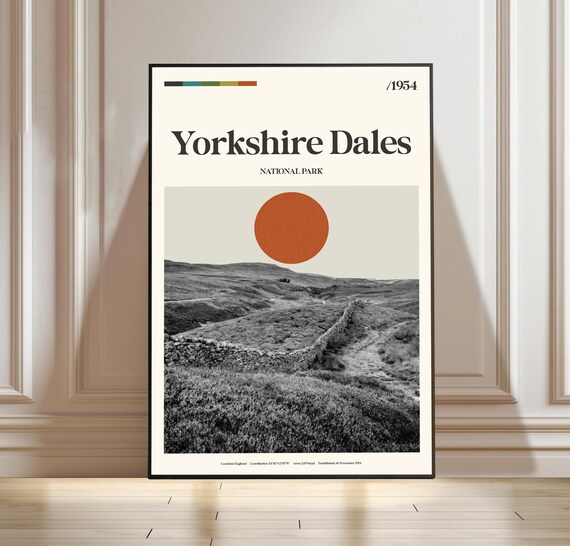Yorkshire Dales National Park England 1954 Vintage Travel Poster