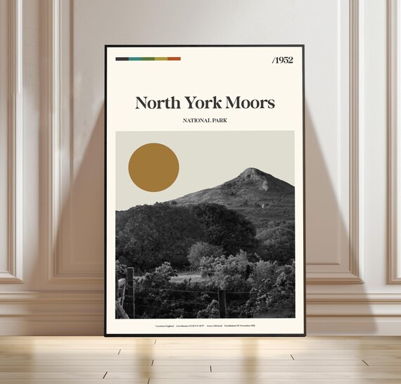 North York Moors England Moorland Retro National Park Poster