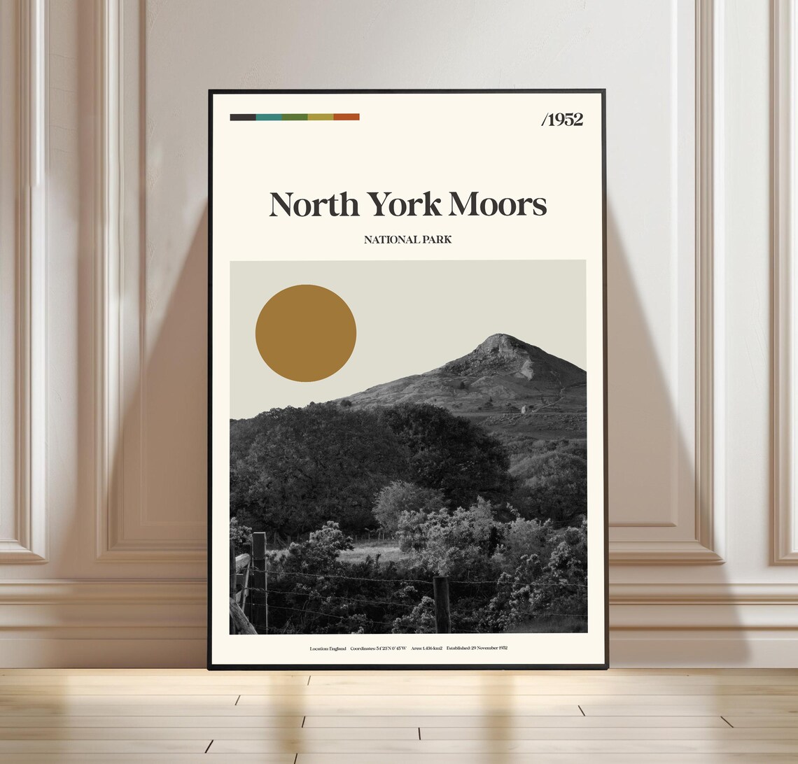 North York Moors England Moorland Retro National Park Poster