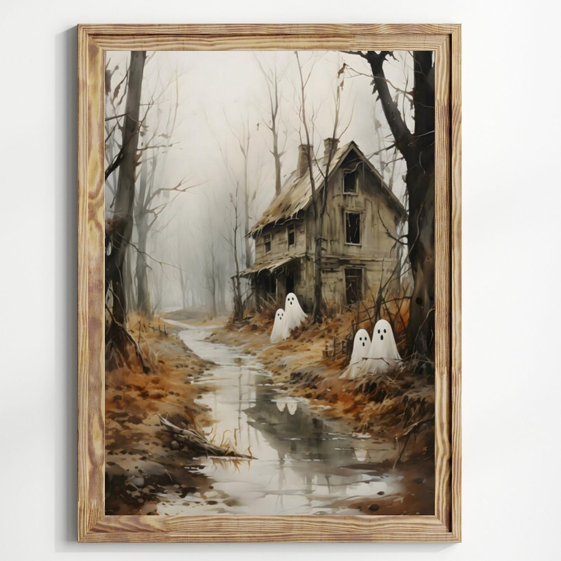 Spooky Ghosts Abandoned House, Gothic Art Print