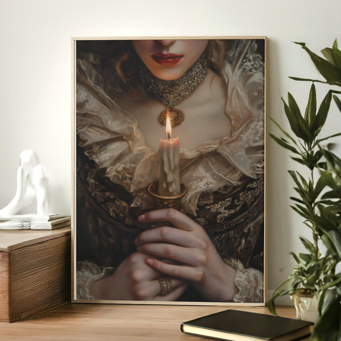 Victorian Candle Woman Vintage Portrait Art Print - Image 2