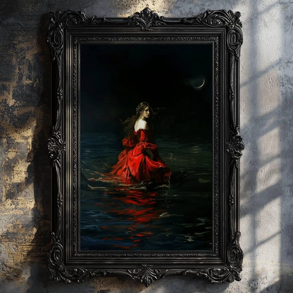 Dark Academia Print The Lake Goth Moody Victorian Wall Art Dark Decor Aesthetic Dark Cottagecore Gothic Prints Into Lake