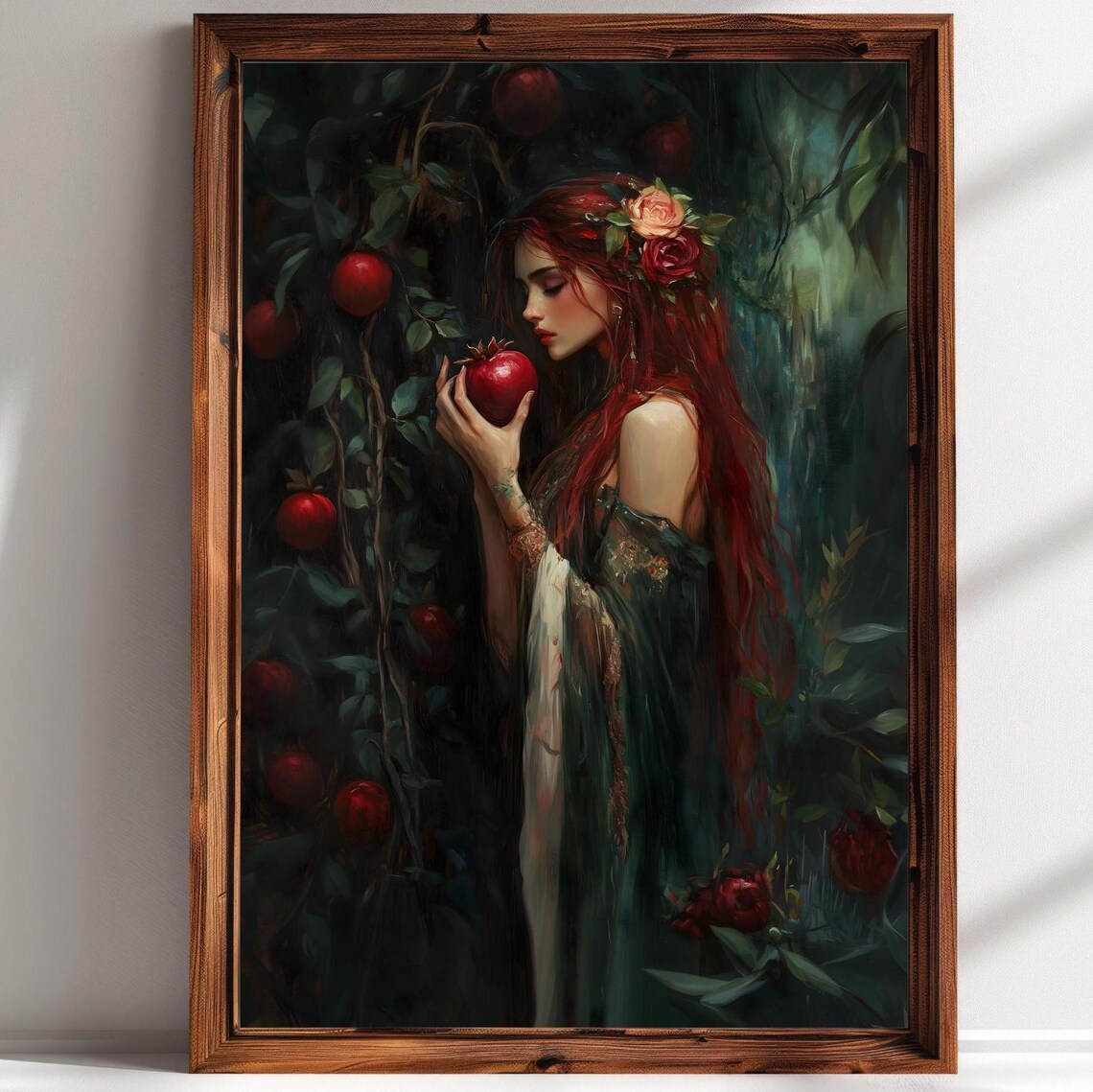 Persephone With Pomegranate, Dark Academia Art Print
