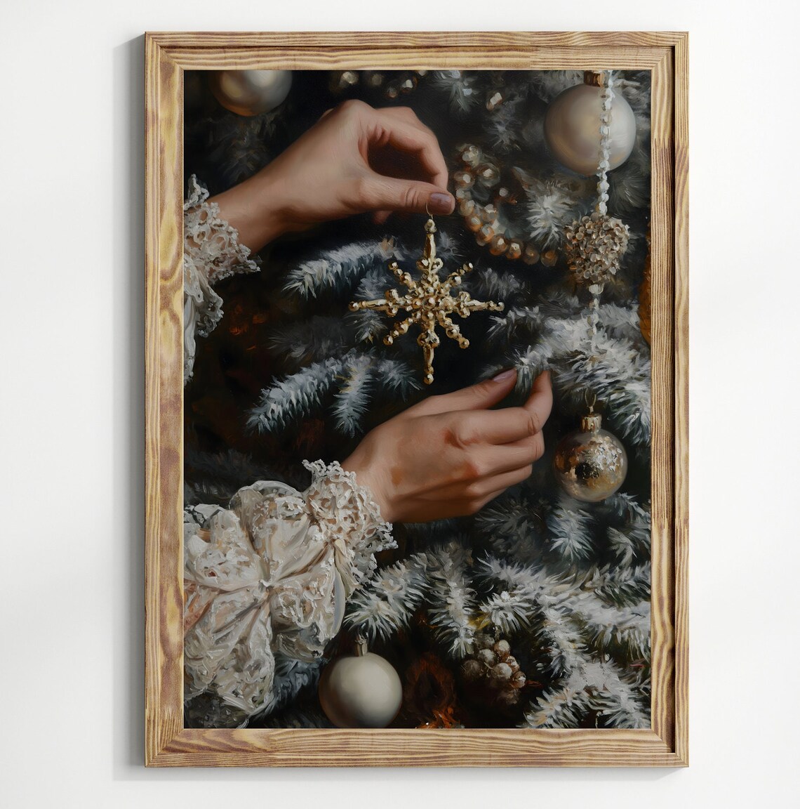 Christmas Tree Victorian Art Poster Print, Moody
