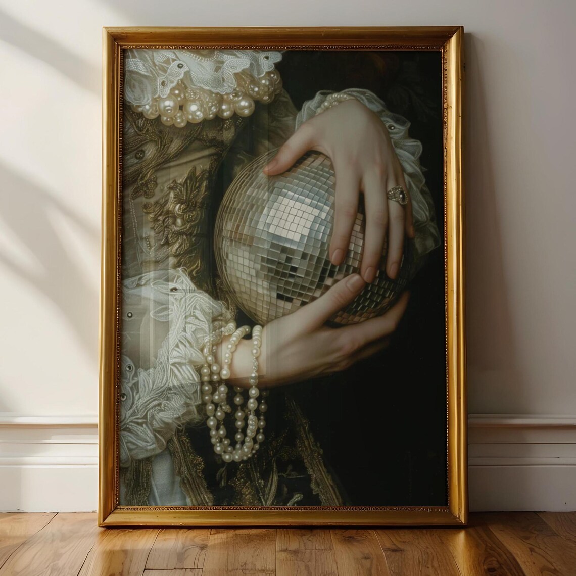 Victorian Disco Ball Art Print, Moody Vintage Decor