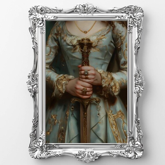 Victorian Art Sword Print Moody Painting Dagger Print Victorian Decor Wall Art Dark Moody Antique Art Print Sword Dark Academia Decor