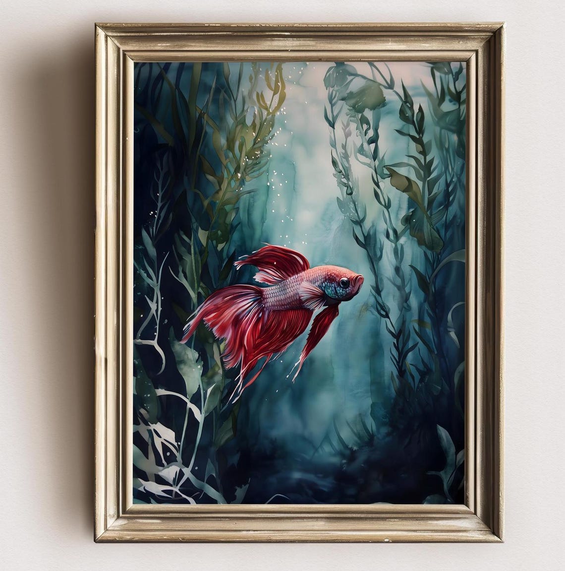 Aquarell Betta Fisch Painting Betta Fish Watercolor Print Of Fish Aquarium Painting Betta Art Aquarium Lover Gift For Betta Fisch Owner - Image 2