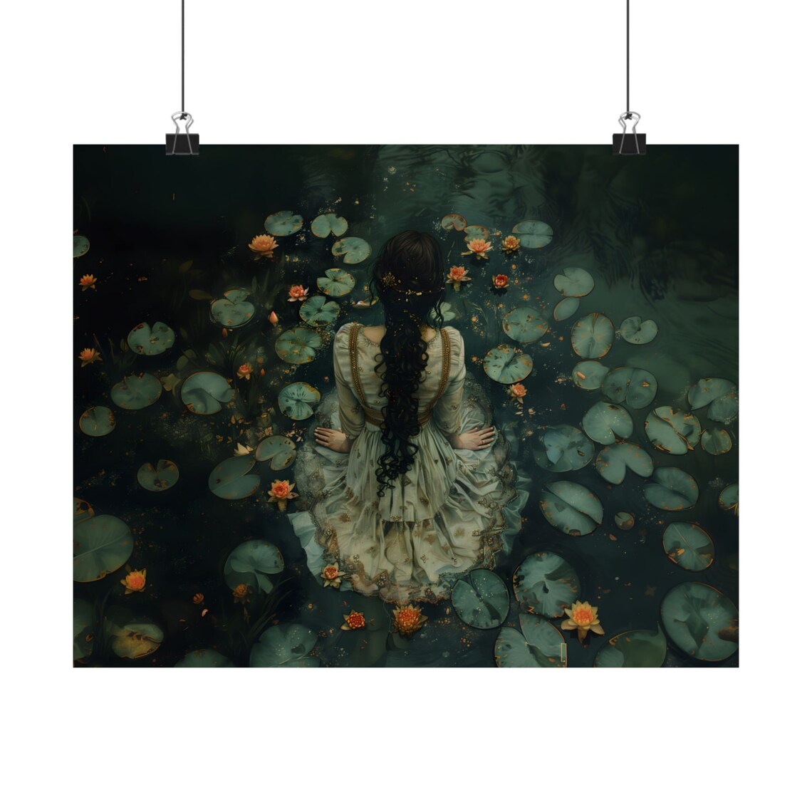 Ophelia Dark Academia Lake Gothic Wall Art Print - Image 2