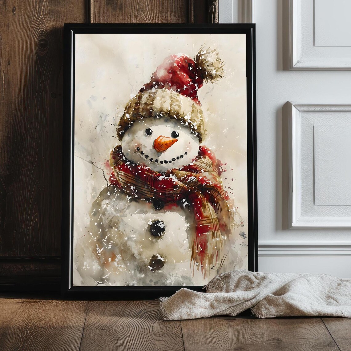 Vintage Christmas Snowman Cottagecore Art Print - Image 2