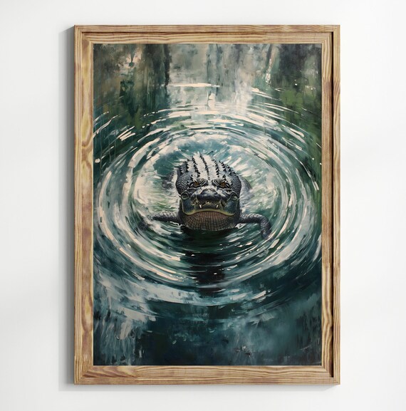 Moody Alligator Art Aesthetic Room Decor Dark Cottagecore Witchy Wall Art Dark Academia Print