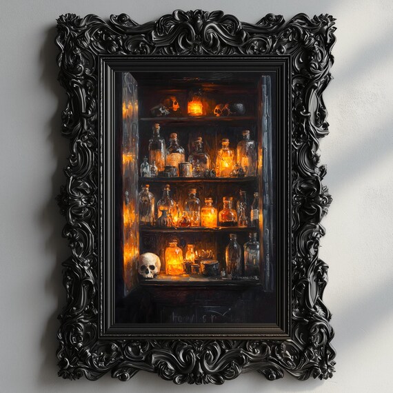 Witch Vintage Apothecary Print Dark Academia Wall Art Witch Kitchen Decor Antique Oil Painting Goth Cottagecore Aesthetic Witchy Decor