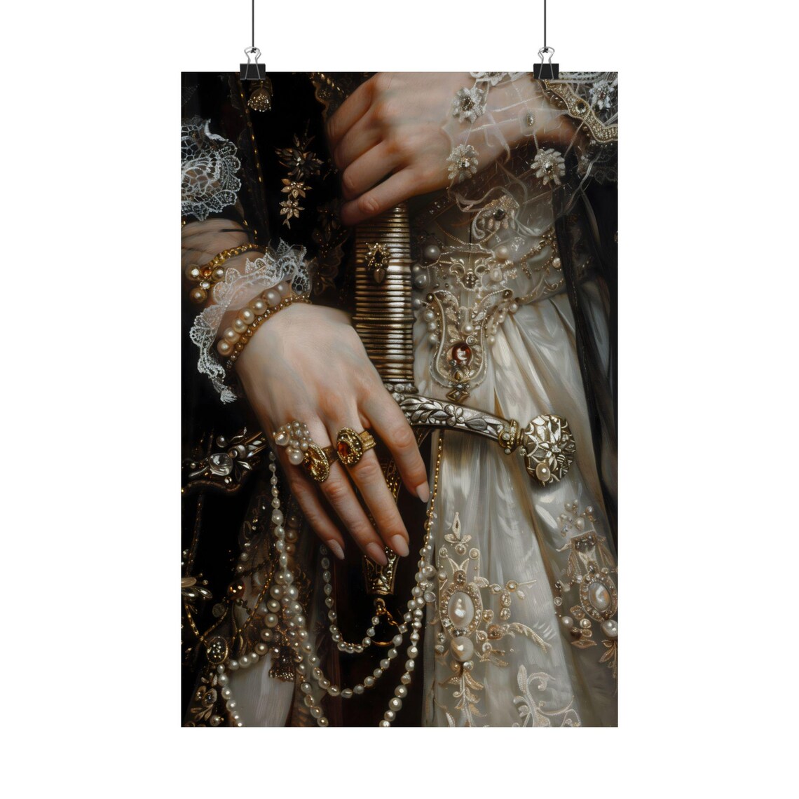 Victorian Woman With Sword, Moody Antique Art Print - Image 3
