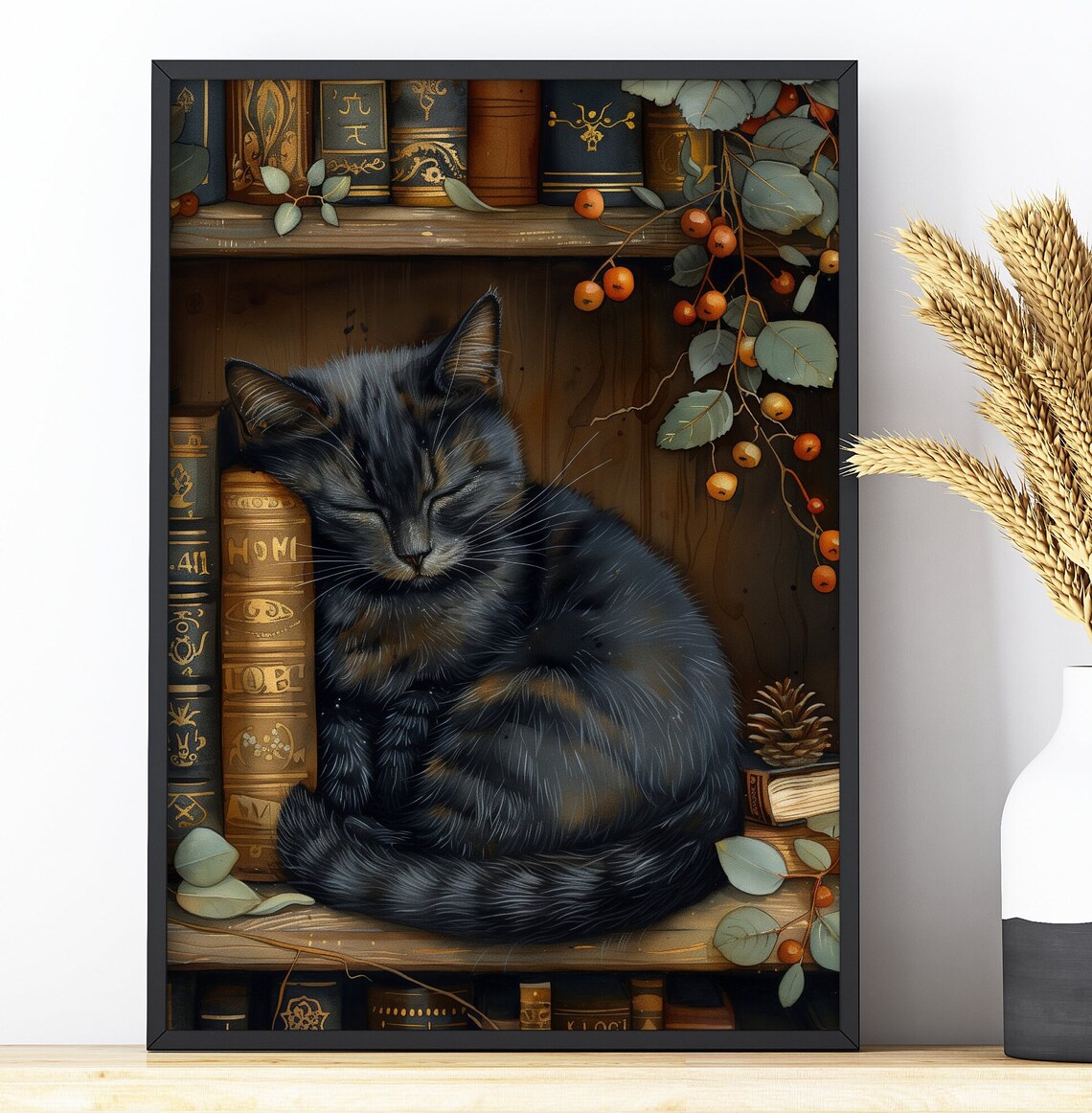 Black Cat Dark Academia Bookish Art Print, Victorian - Image 3