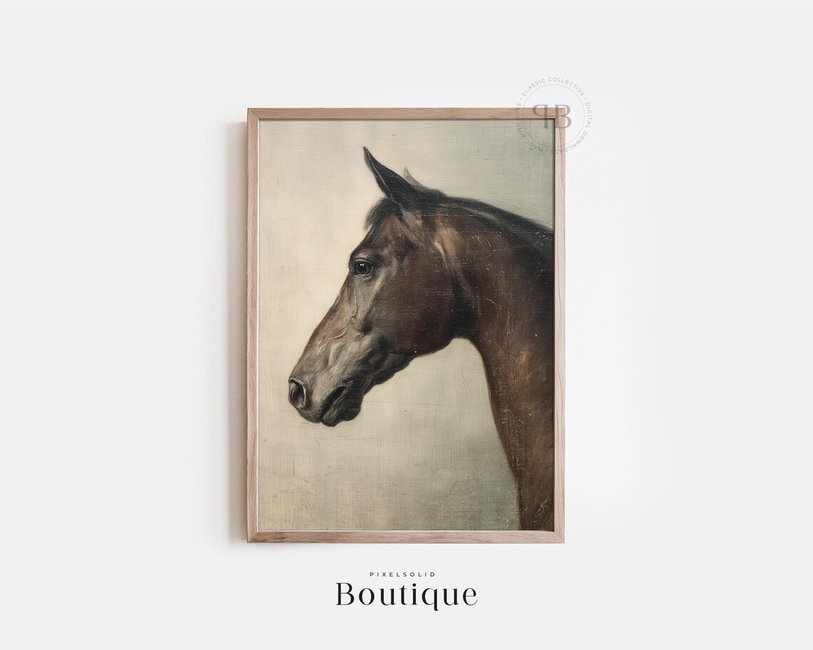 Classic Brown Horse Oil Painting Equestrian Portrait Art Poster