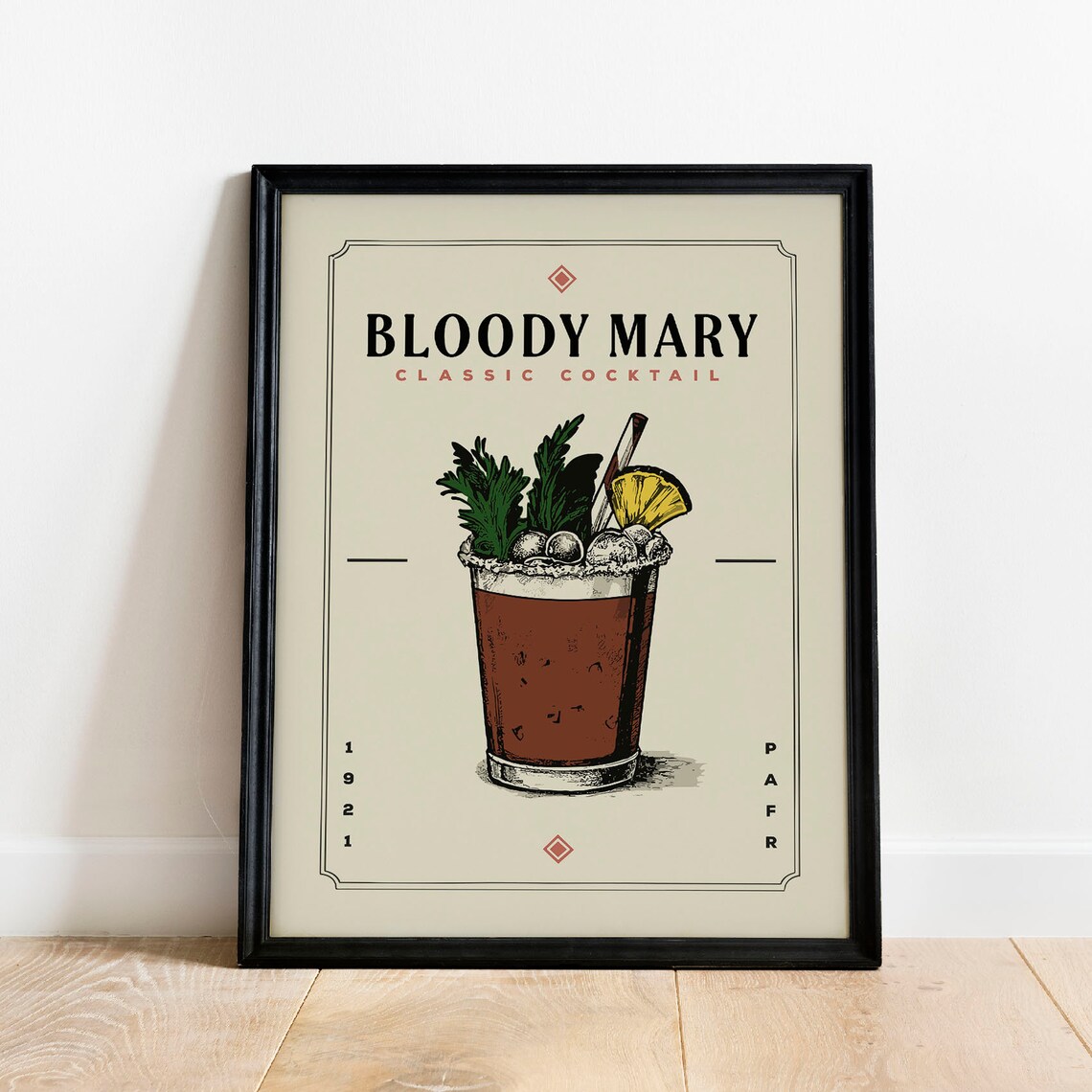 Bloody Mary Classic Cocktail Bar Art Vintage Drink Recipe Poster