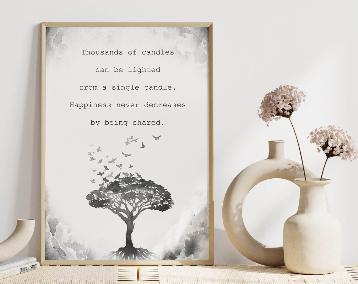 Buddha Thousands Of Candles Happiness Shared Quote Tree Poster