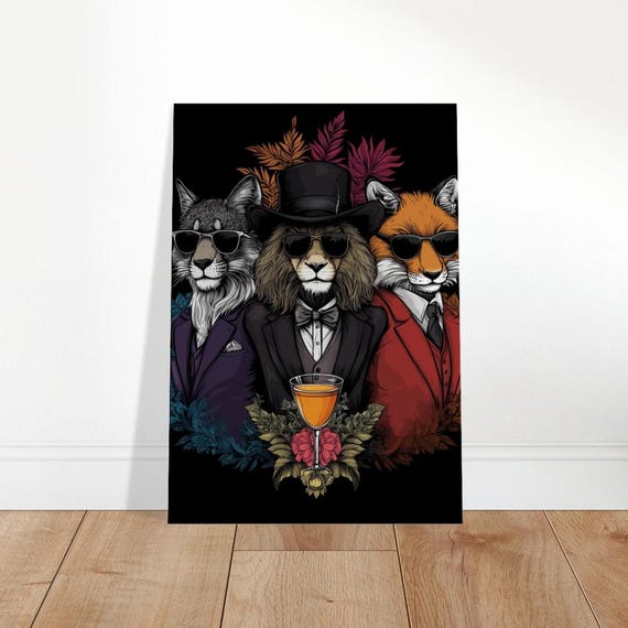 Suited Animals Canvas Print Quirky Fashion Week Decor