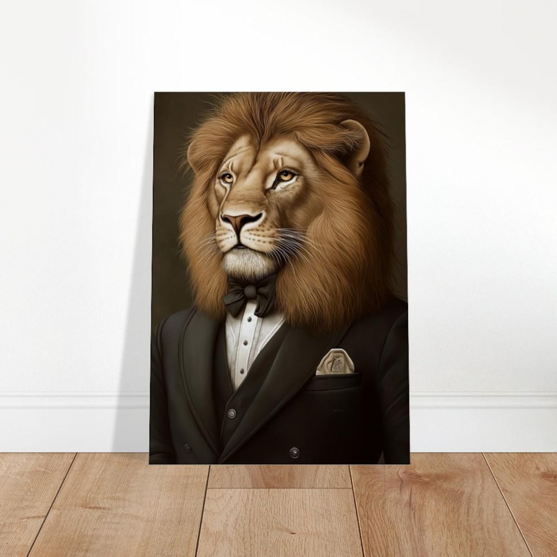 Lion In Black Tuxedo Bow Tie Poster Dapper Gentleman Animal Portrait