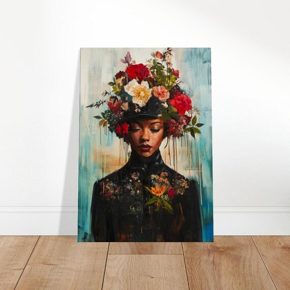 Floral Headdress Portrait Canvas Art Modern Abstract Wall Decor The Contemporary Collection