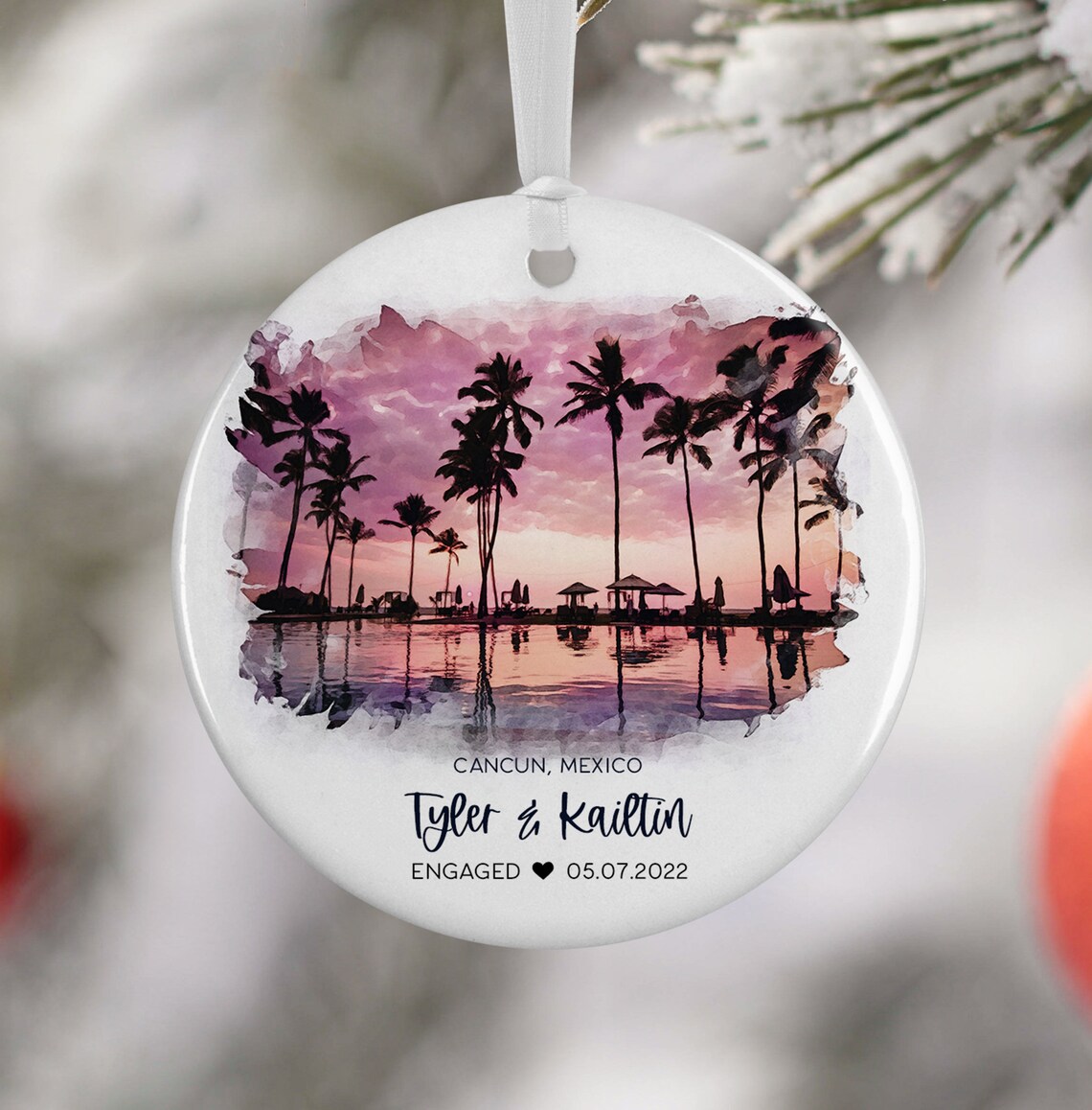 Tropical Beach Engagement Travel Poster, Personalized