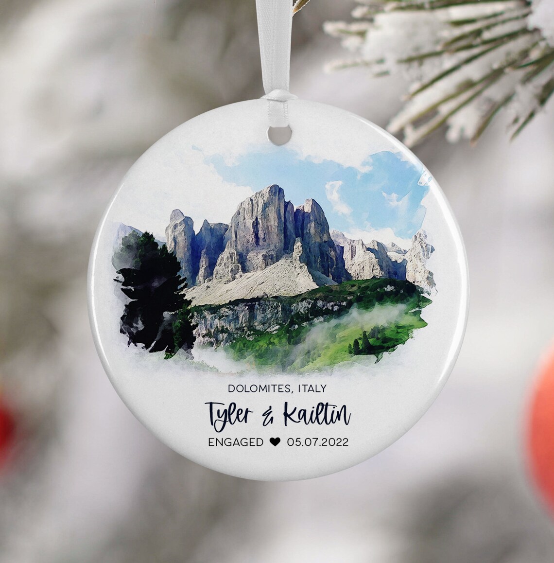 Dolomites Italy Personalized Travel Ornament Art Print