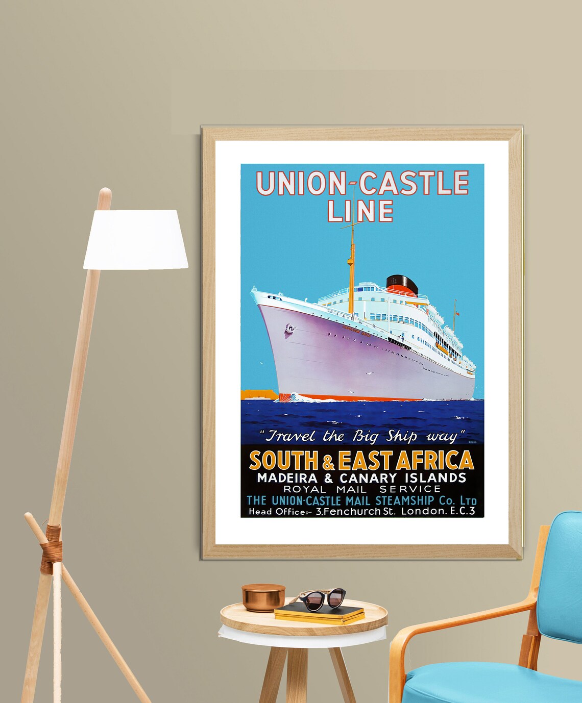 Union Castle Line South East Africa Ocean Liner Vintage Travel Poster - Image 2