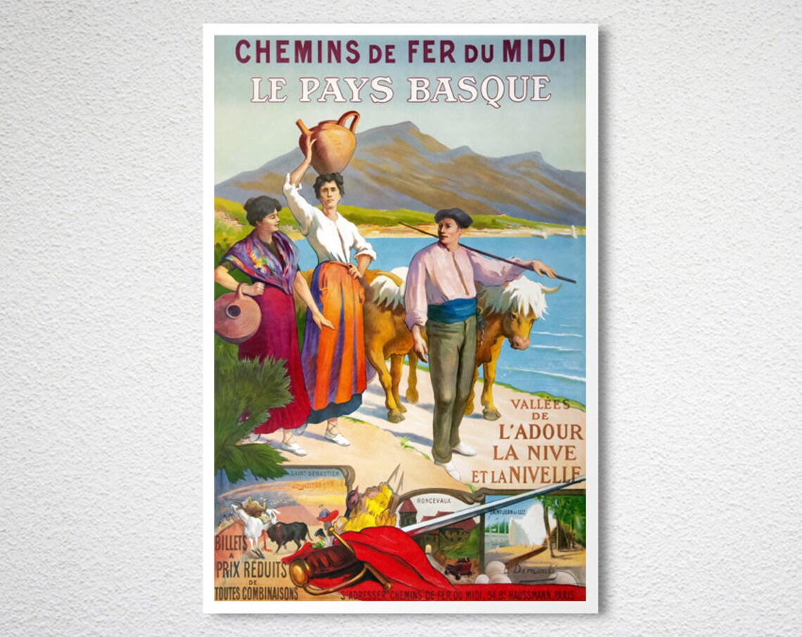 Le Pays Basque Chemins de Fer du Midi Vintage French Travel Poster - Image 2