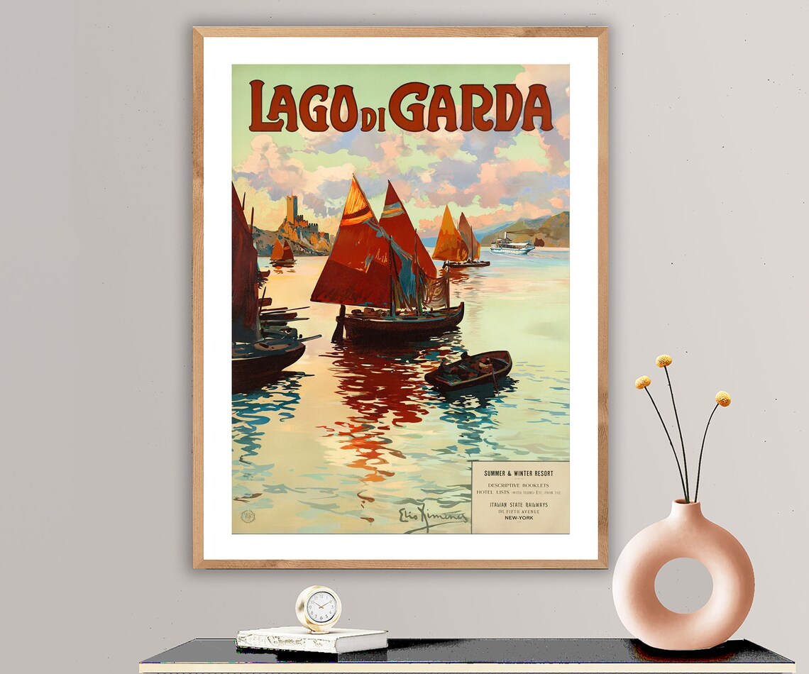 Lago Di Garda Italy Vintage Travel Poster, Art Print