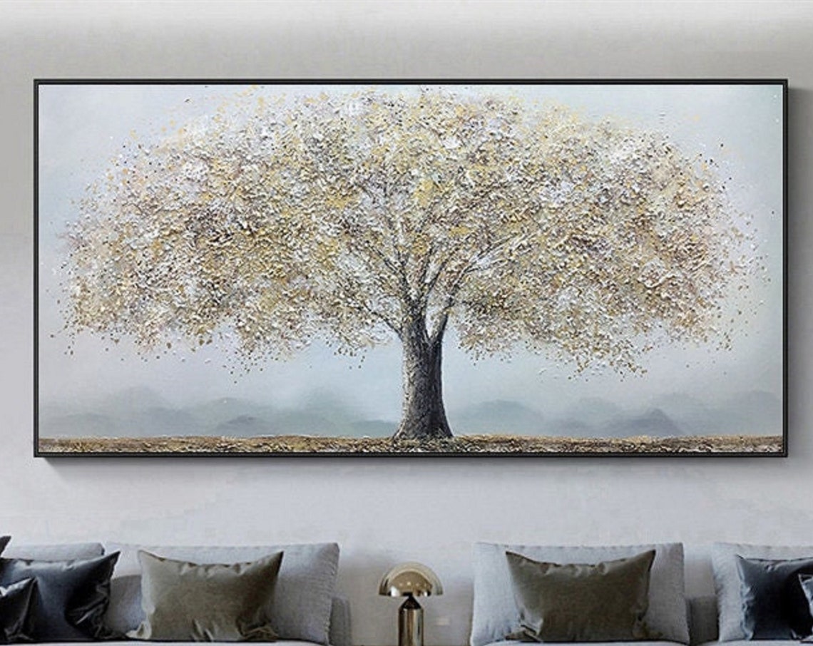 Original Large Oil Painting On Texture Tree Painting Decor Painting Housewarming Gift Abstract Acrylic Painting Tree Of Life Wall Art