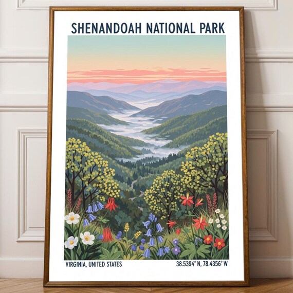 Shenandoah National Park Virginia Blue Ridge Mountains Travel Poster