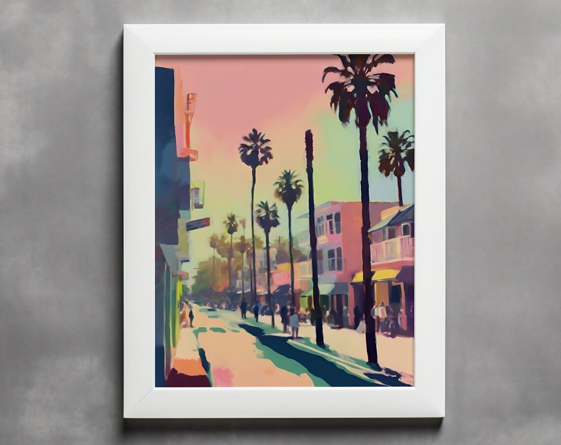 Santa Monica Palm Trees Beach House Art Print