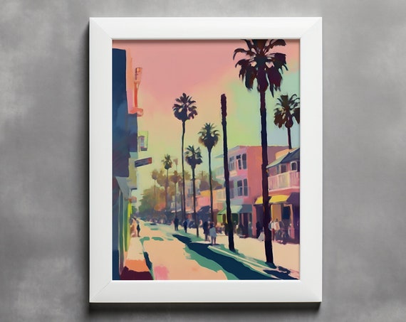 Santa Monica Palm Trees Beach House Art Print