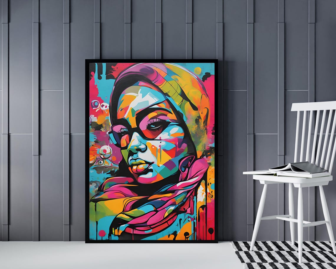 Woman Portrait, Funky Pop Art Abstract Face - Image 4