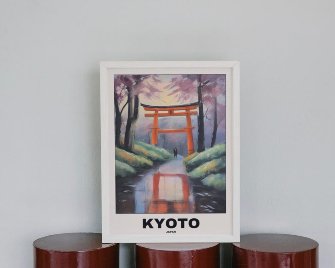 Japan Travel Poster, Kyoto Scenic Painting