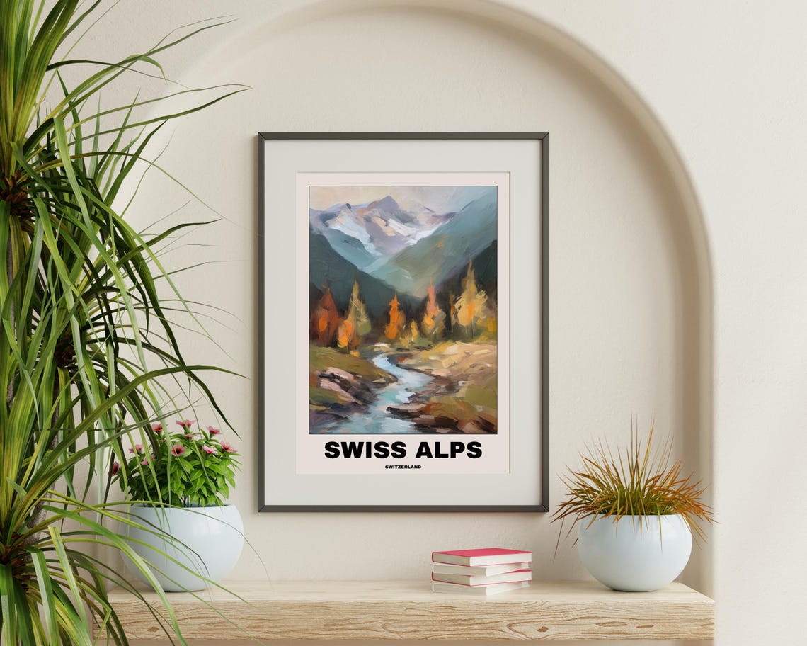 Swiss Alps Travel Poster, Scenic Europe Art Print - Image 3