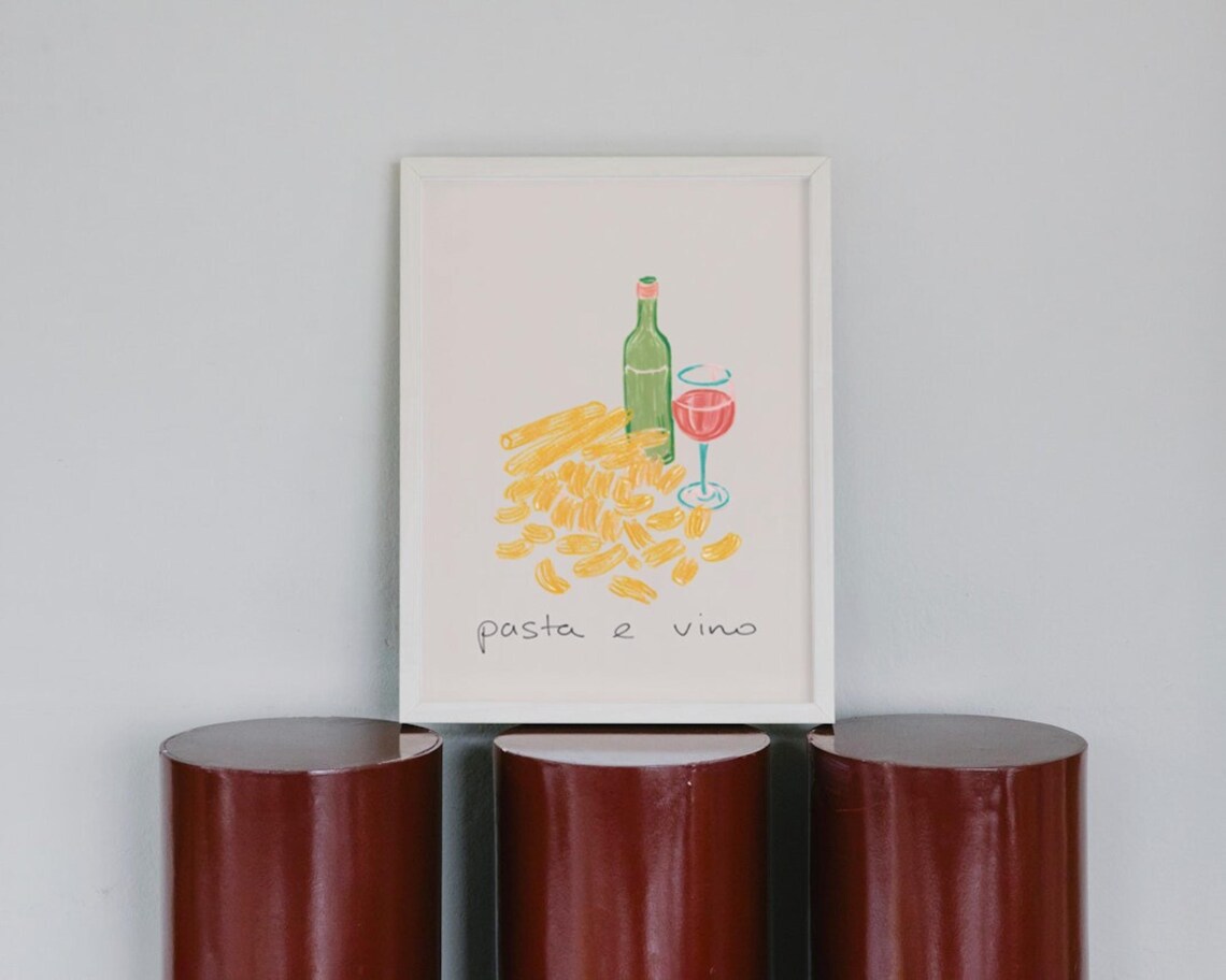Pasta And Wine Italian Kitchen Decor Art Print