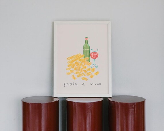 Pasta And Wine Italian Kitchen Decor Art Print