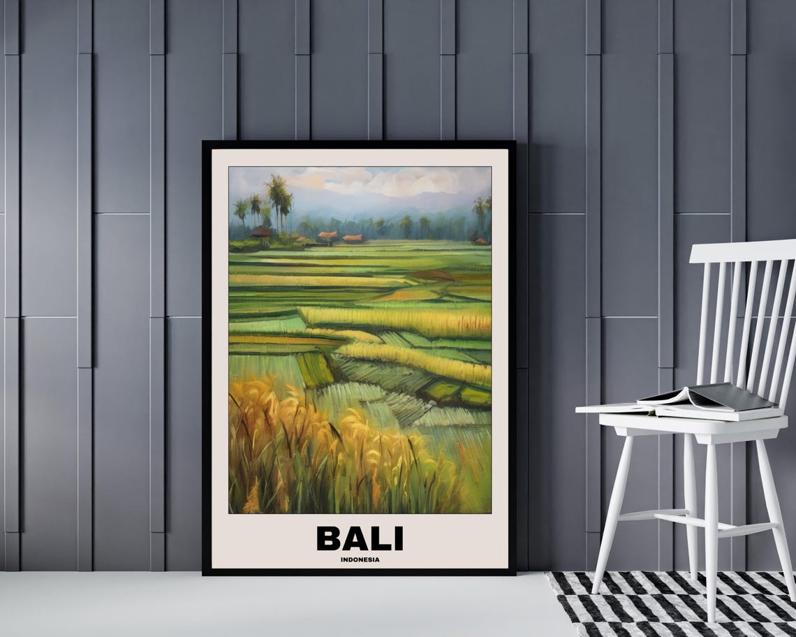 Bali Scenic Travel Poster, Balinese City Painting - Image 4