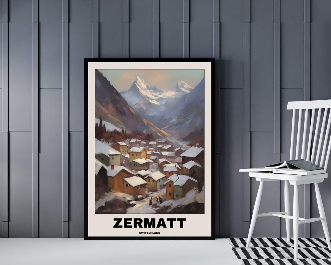 Zermatt Swiss Alps Travel Poster, Scenic Europe - Image 4
