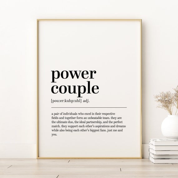 Power Couple Definition Print Unique Gift Poster Inspirational Art Quote Instant
