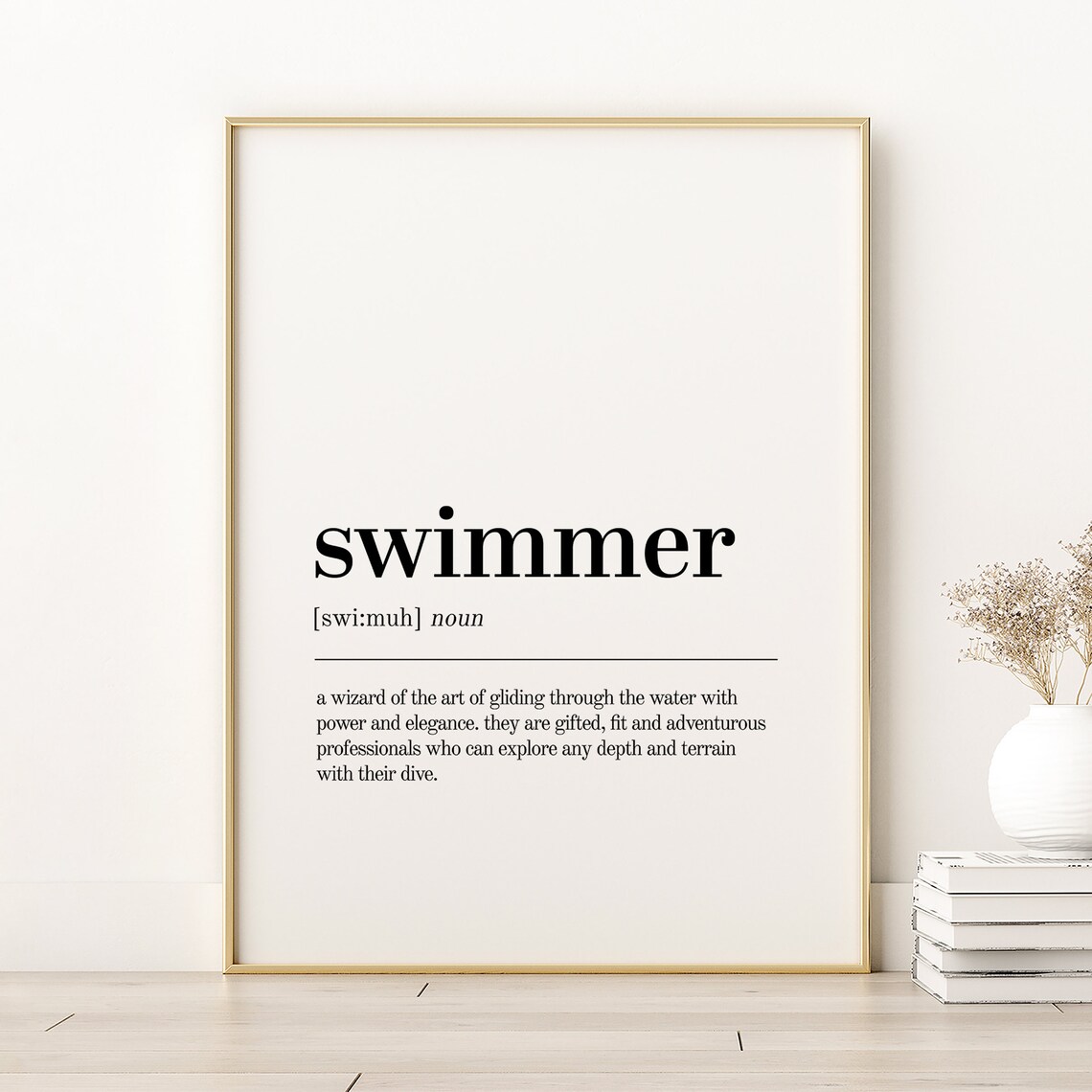 Swimmer Definition Art Print, Dictionary Style Gift