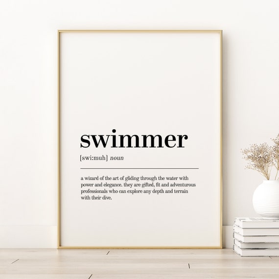 Swimmer Definition Art Print, Dictionary Style Gift