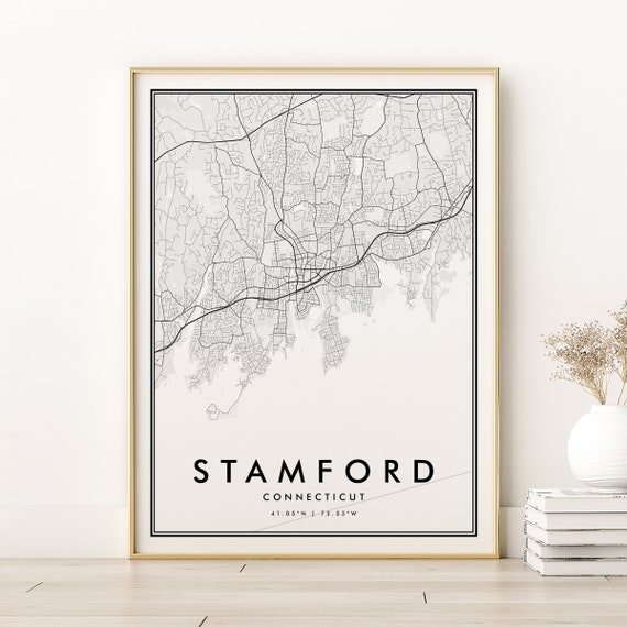 Stamford City Map Print, Connecticut Minimalist Poster