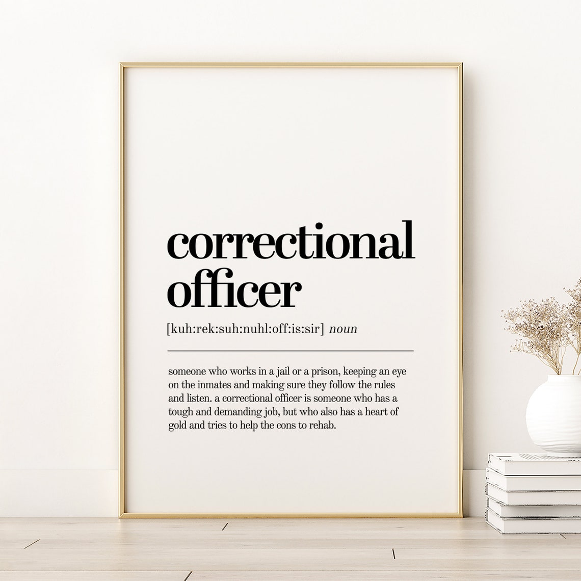 Correctional Officer Heart of Gold Dictionary Definition Poster